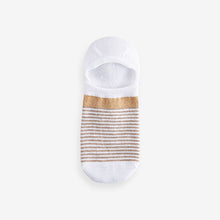 Load image into Gallery viewer, White/Oatmeal Sparkle Stripe Invisible Socks 4 Pack
