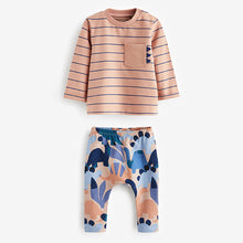 Load image into Gallery viewer, Blue/Brown Dinosaur Baby Top and Leggings 2 Piece Set
