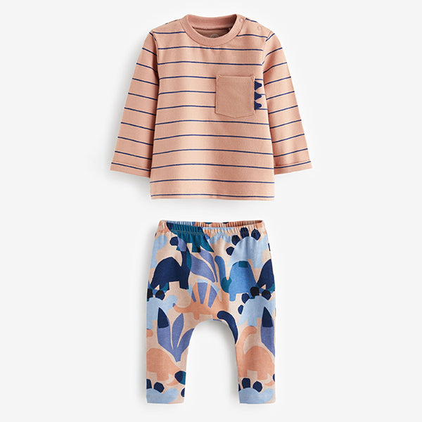 Blue/Brown Dinosaur Baby Top and Leggings 2 Piece Set