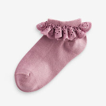 Load image into Gallery viewer, Pink Cotton Rich Ruffle Frill Trainer Socks 4 Pack
