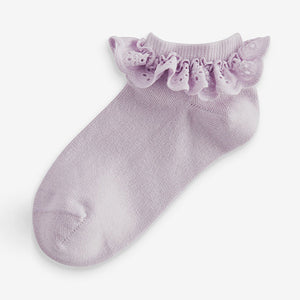 Pink Cotton Rich Ruffle Frill Trainer Socks 4 Pack