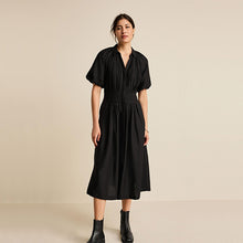 Load image into Gallery viewer, Black Puff Sleeve Midi Dress
