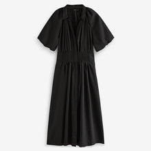 Load image into Gallery viewer, Black Puff Sleeve Midi Dress
