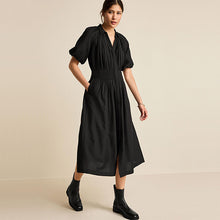 Load image into Gallery viewer, Black Puff Sleeve Midi Dress
