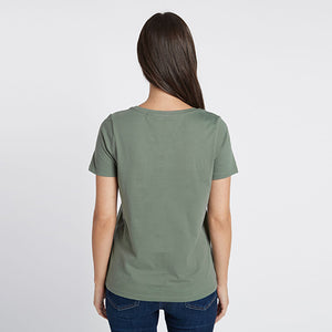 Khaki Green Crew Neck T-Shirt