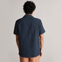 Load image into Gallery viewer, Navy Blue 100% Cotton Textured Waffle Short Sleeve Shirt
