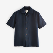 Load image into Gallery viewer, Navy Blue 100% Cotton Textured Waffle Short Sleeve Shirt
