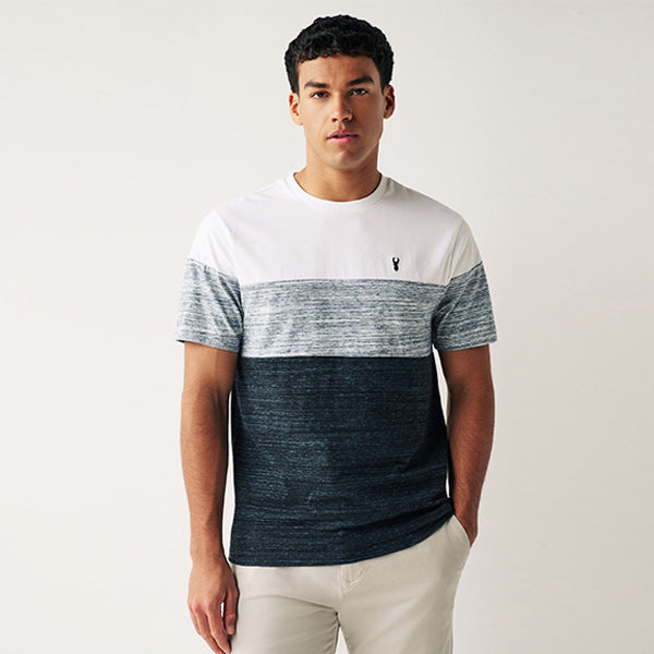 Navy Blue Regular Fit Block 100% Cotton T-Shirt