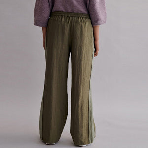 Khaki Green Side Stripe Pull On Track Pant Trousers