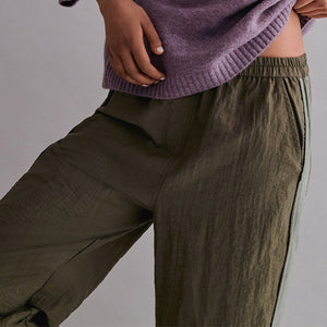 Khaki Green Side Stripe Pull On Track Pant Trousers