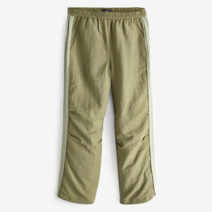 Khaki Green Side Stripe Pull On Track Pant Trousers