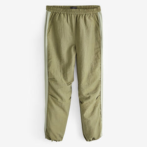 Khaki Green Side Stripe Pull On Track Pant Trousers