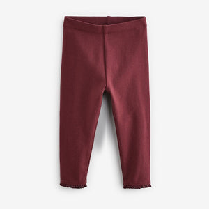 Burgundy Red Lace Trim Leggings (3mths-6yrs)