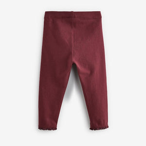 Burgundy Red Lace Trim Leggings (3mths-6yrs)