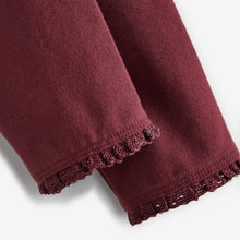 Load image into Gallery viewer, Burgundy Red Lace Trim Leggings (3mths-6yrs)
