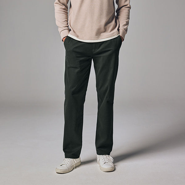Green Dark Straight Fit Stretch Chinos Trousers