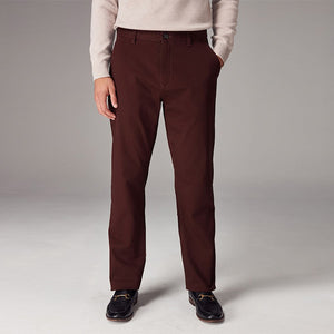 Burgundy Dark Straight Fit Stretch Chinos Trousers