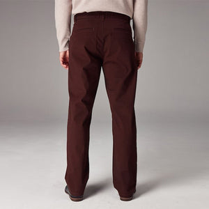 Burgundy Dark Straight Fit Stretch Chinos Trousers