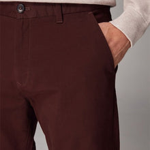 Load image into Gallery viewer, Burgundy Dark Straight Fit Stretch Chinos Trousers
