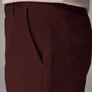 Burgundy Dark Straight Fit Stretch Chinos Trousers