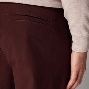Burgundy Dark Straight Fit Stretch Chinos Trousers