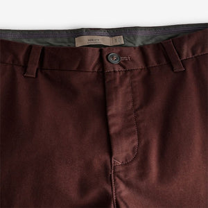 Burgundy Dark Straight Fit Stretch Chinos Trousers
