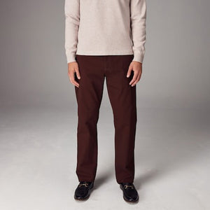 Burgundy Dark Straight Fit Stretch Chinos Trousers