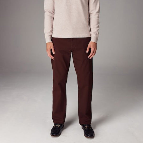 Burgundy Dark Straight Fit Stretch Chinos Trousers