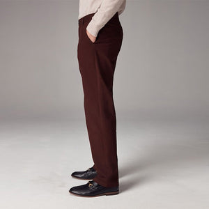 Burgundy Dark Straight Fit Stretch Chinos Trousers