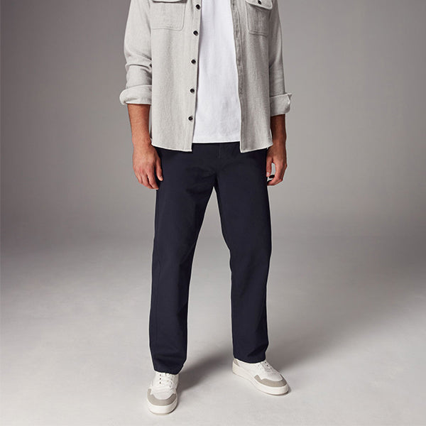 Navy Blue Straight Fit Utility Chino 100% Cotton Trousers