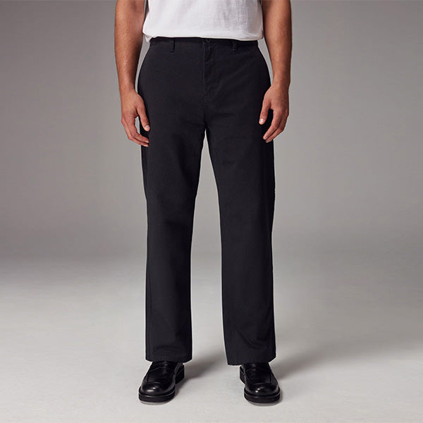 Black Straight Fit Utility Chino 100% Cotton Trousers
