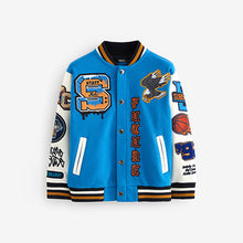 Load image into Gallery viewer, Cobalt Blue Varsity Bomber Jacket (3-12yrs)
