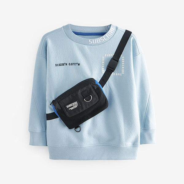 Blue Sub5cribe Bag Crew Neck Sweat Top (3-12yrs)
