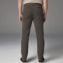 Load image into Gallery viewer, Khaki Green Slim Fit Belted Soft Touch Textured Trousers
