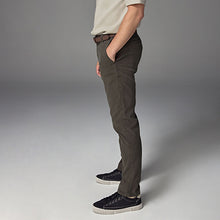 Load image into Gallery viewer, Khaki Green Slim Fit Belted Soft Touch Textured Trousers
