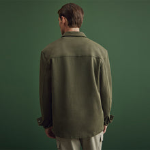 Load image into Gallery viewer, Khaki Green Popper Shacket
