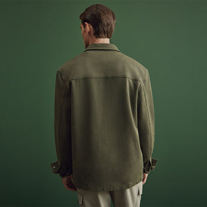Khaki Green Popper Shacket