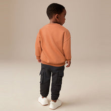 Load image into Gallery viewer, Rust Brown Happy Sweatshirt and Utility Joggers 2 Piece Set (3mths-6yrs)
