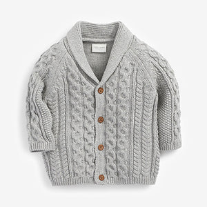 Grey Baby Shawl Cardigan (0mths-18mths)