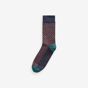 Neutral/Navy Pattern Smart Socks 5 Pack