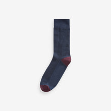 Load image into Gallery viewer, Neutral/Navy Pattern Smart Socks 5 Pack
