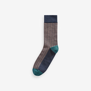 Neutral/Navy Pattern Smart Socks 5 Pack