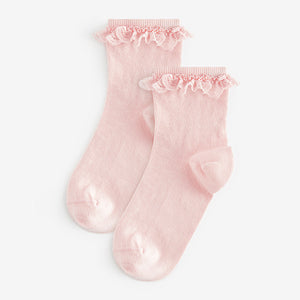 Pink Cotton Rich Ruffle Ankle Socks 2 Pack