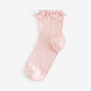 Pink Cotton Rich Ruffle Ankle Socks 2 Pack