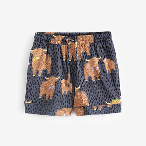 Navy Hamish the Highland Cow 100% Cotton Short Sleeve Pyjamas