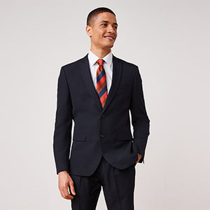 Navy Blue Slim Fit Two Button Suit: Jacket