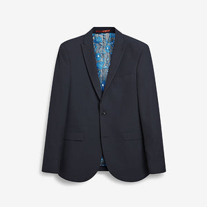 Navy Blue Slim Fit Two Button Suit: Jacket