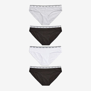 Monochrome Bikini Cotton Rich Logo Knickers 4 Pack