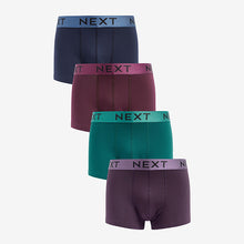 Load image into Gallery viewer, Rich Colour Metallic Waistband 4 pack Hipster Boxers
