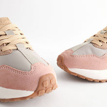 Load image into Gallery viewer, Pink/Grey Lace-Up Chunky Trainers
